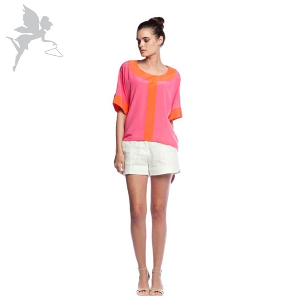 ANNIE GRIFFIN Hadley colorblock silk blouse